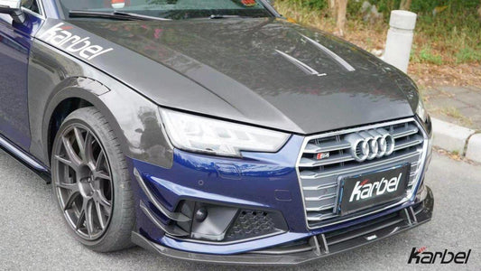 Audi RS4 S4 A4 (all models) B9 / B9.5 2017-ON with Aftermarket Parts - Hood Pre-preg Carbon Fiber from Karbel Carbon