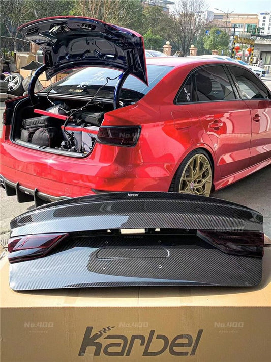 Audi RS3 S3 A3 8V/8V.5 2014-2020 with Aftermarket Parts - Trunk Lid Pre-preg Carbon Fiber from Karbel Carbon