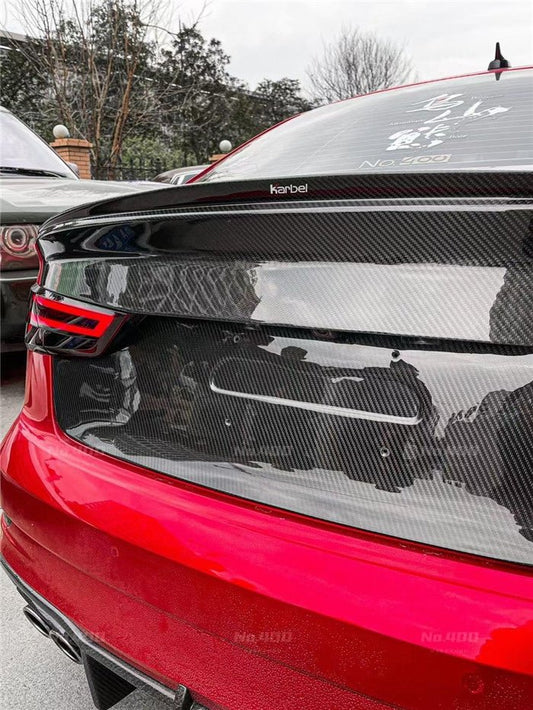Audi RS3 S3 A3 8V/8V.5 2014-2020 with Aftermarket Parts - Trunk Lid Pre-preg Carbon Fiber from Karbel Carbon