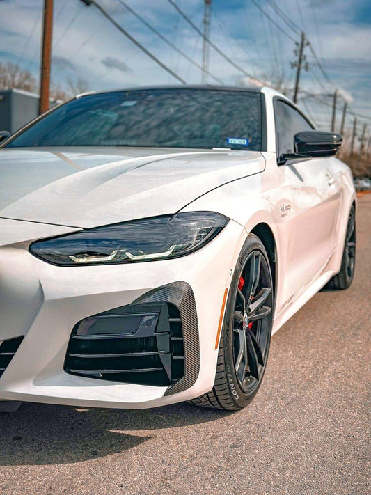 BMW 4 series 430i (with M-package bumper, does not fit base model) M440i G22 G23 2020-ON with Aftermarket Parts - Upper Valences Pre-preg Carbon Fiber from Karbel Carbon