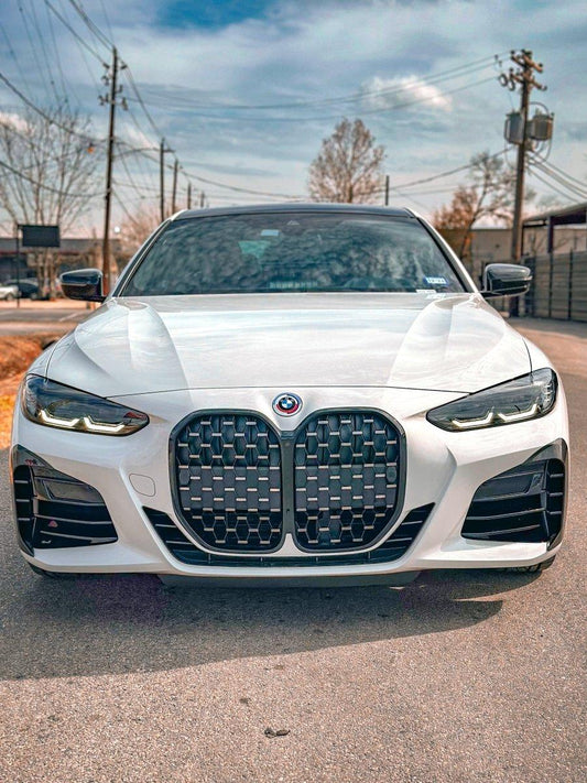 BMW 4 series 430i (with M-package bumper, does not fit base model) M440i G22 G23 2020-ON with Aftermarket Parts - Upper Valences Pre-preg Carbon Fiber from Karbel Carbon