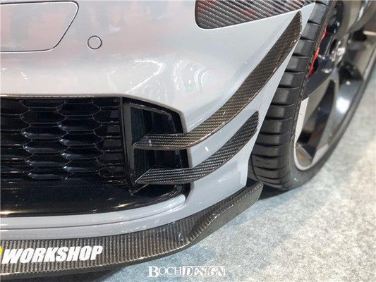 Audi RS3 8V 8V.5 2018 2019 2020 with Aftermarket Parts - Front Canards Carbon Fiber from Karbel Carbon