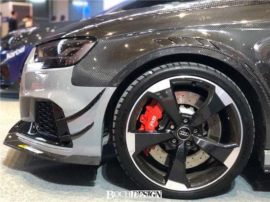 Audi RS3 8V 8V.5 2018 2019 2020 with Aftermarket Parts - Front Canards Carbon Fiber from Karbel Carbon