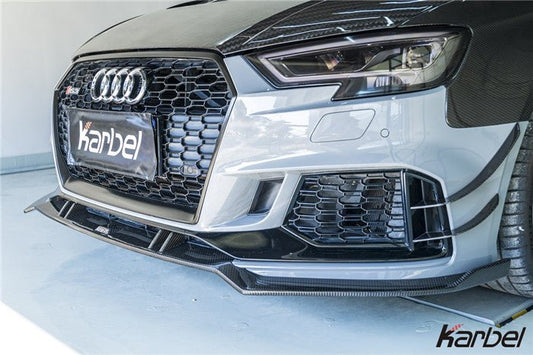 Audi RS3 8V 8V.5 2018 2019 2020 with Aftermarket Parts - Front Canards Carbon Fiber from Karbel Carbon