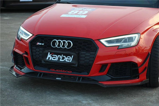 Audi RS3 8V 8V.5 2018 2019 2020 with Aftermarket Parts - Front Canards Carbon Fiber from Karbel Carbon