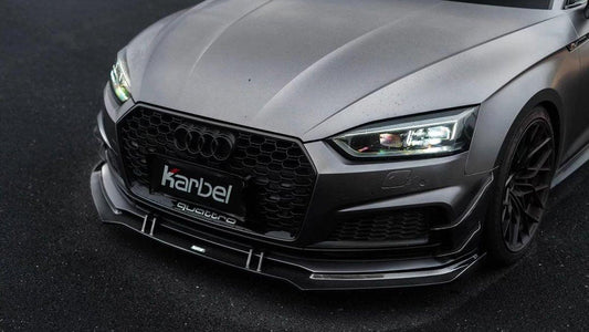 Karbel Carbon Dry Carbon Fiber Front Bumper Canards for Audi S5 & A5 S Line 2017-2019 B9 - Performance SpeedShop