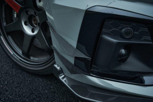 Audi S5 A5 (with s-line bumper, does not base model) B9.5 2020 2021 2022 2023 2024 With Aftermarket Parts - Compatible With OEM Upper Valences & Compatible With Karbel Upper Valences Style Front Canards Pre-preg Carbon Fiber from Karbel Carbon