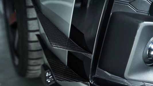 Audi S5 A5 (with s-line bumper, does not base model) B9.5 2020 2021 2022 2023 2024 With Aftermarket Parts - Compatible With OEM Upper Valences & Compatible With Karbel Upper Valences Style Front Canards Pre-preg Carbon Fiber from Karbel Carbon
