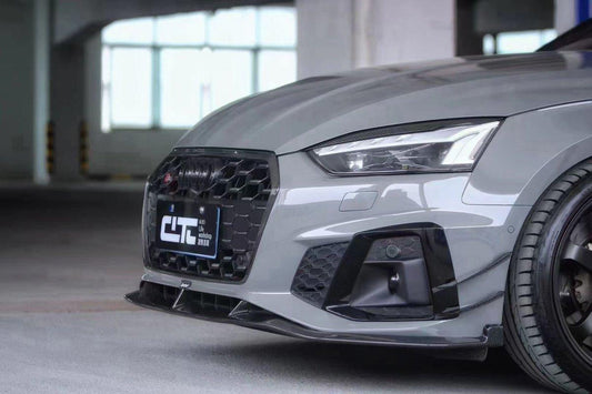 Audi S5 A5 (with s-line bumper, does not base model) B9.5 2020 2021 2022 2023 2024 With Aftermarket Parts - Compatible With OEM Upper Valences & Compatible With Karbel Upper Valences Style Front Canards Pre-preg Carbon Fiber from Karbel Carbon