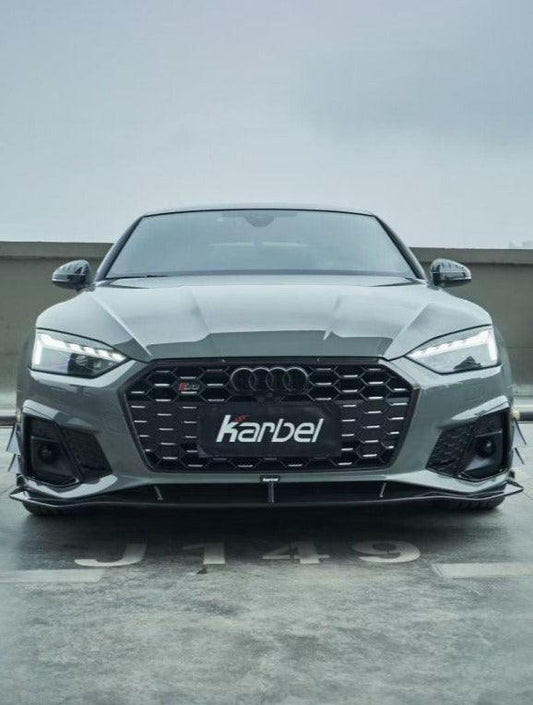 Audi S5 A5 (with s-line bumper, does not base model) B9.5 2020 2021 2022 2023 2024 With Aftermarket Parts - Compatible With OEM Upper Valences & Compatible With Karbel Upper Valences Style Front Canards Pre-preg Carbon Fiber from Karbel Carbon