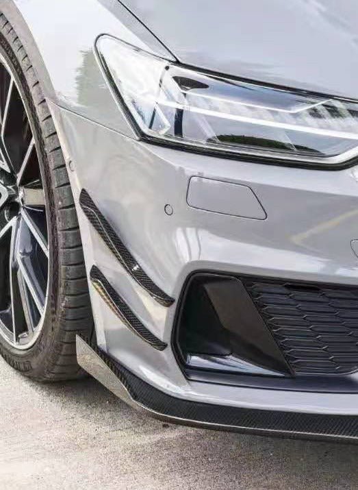 Audi S7 A7 (with s-line bumper) C8 2019-ON with Aftermarket Parts - Front Canards Pre-preg Carbon Fiber from Karbel Carbon