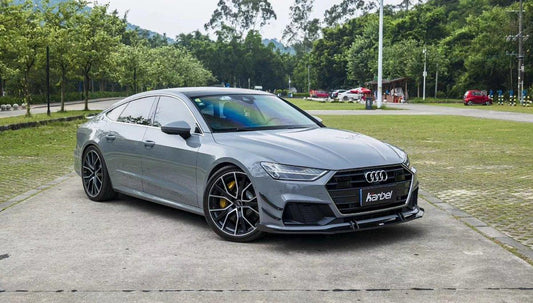 Audi S7 A7 (with s-line bumper) C8 2019-ON with Aftermarket Parts - Front Canards Pre-preg Carbon Fiber from Karbel Carbon