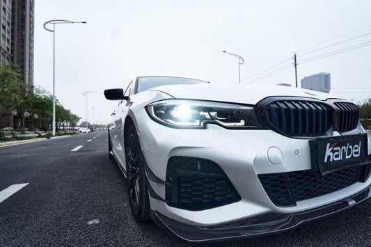 BMW 3 Series 330i (with M-package bumper, does not fit base model) M340i G20 G21 Pre-LCI 2019-2022 with Aftermarket Parts - Front Canards Pre-preg Carbon Fiber from Karbel Carbon