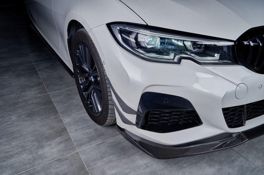 BMW 3 Series 330i (with M-package bumper, does not fit base model) M340i G20 G21 Pre-LCI 2019-2022 with Aftermarket Parts - Front Canards Pre-preg Carbon Fiber from Karbel Carbon