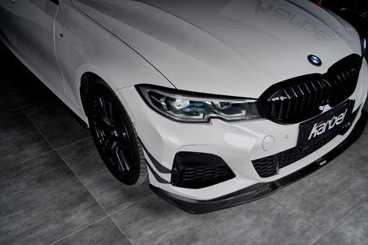 BMW 3 Series 330i (with M-package bumper, does not fit base model) M340i G20 G21 Pre-LCI 2019-2022 with Aftermarket Parts - Front Canards Pre-preg Carbon Fiber from Karbel Carbon