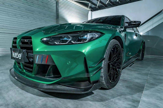 BMW M3 G80 G81 2021-ON & M4 G82 G83 2021-ON with Aftermarket Parts - Front Canards Pre-preg Carbon Fiber from Karbel Carbon