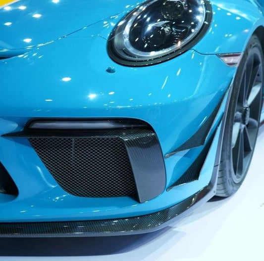 Porsche 911 991.2 GT3 2018 2019 with Aftermarket Parts - Front Canards Pre-preg Carbon Fiber from Karbel Carbon
