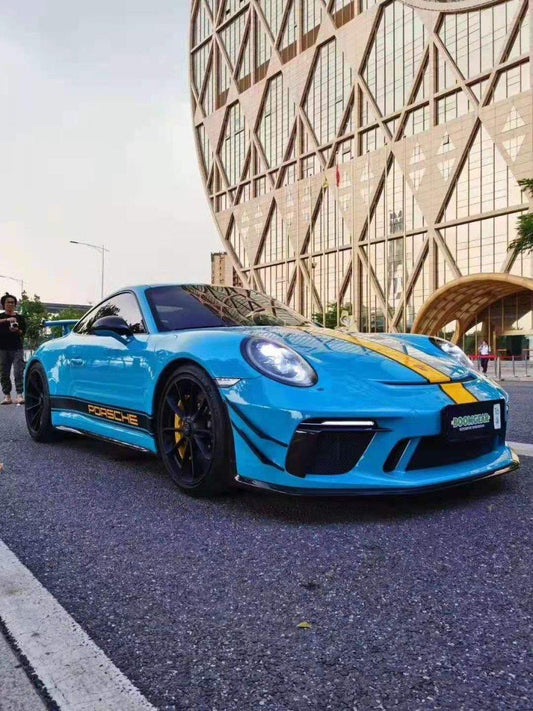 Porsche 911 991.2 GT3 2018 2019 with Aftermarket Parts - Front Canards Pre-preg Carbon Fiber from Karbel Carbon