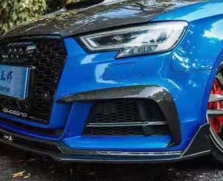 Audi S3 A3 S-line (with s-line bumper) 8V.5 2017 2018 2019 2020 with Aftermarket Parts - Upper Valences Pre-preg Carbon Fiber from Karbel Carbon