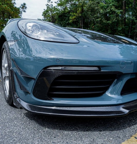 Porsche 718 Cayman / Boxster / GTS 2017-ON with Aftermarket Parts - Upper Valences Pre-preg Carbon Fiber from Karbel Carbon