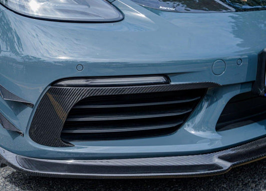 Porsche 718 Cayman / Boxster / GTS 2017-ON with Aftermarket Parts - Upper Valences Pre-preg Carbon Fiber from Karbel Carbon