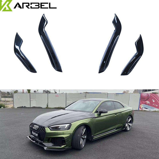 Audi RS5 B9 2018 2019 2020 with Aftermarket Parts - Front Canards Pre-preg Carbon Fiber from Karbel Carbon