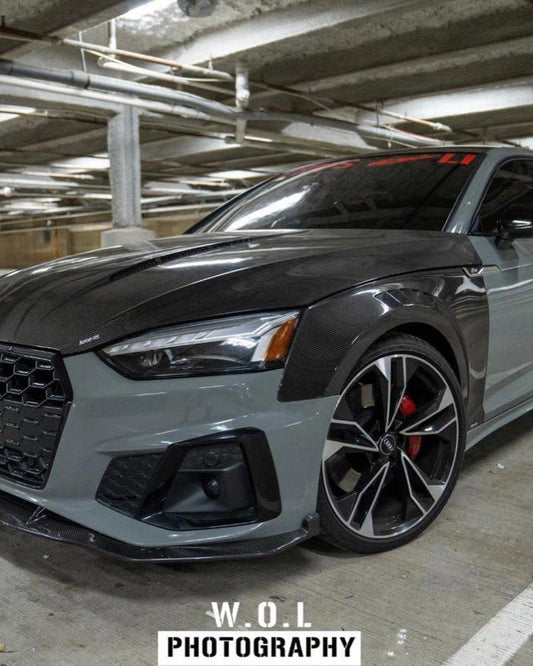 Audi S5 A5 B9 2017 2018 2019 with Aftermarket Parts - Front Fenders Pre-preg Carbon Fiber from Karbel Carbon