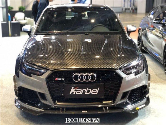 Audi RS3 8V 8V.5 2018 2019 2020 with Aftermarket Parts - Front Lip Pre-preg Carbon Fiber from TAKD Carbon