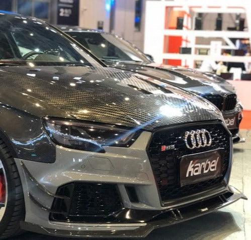 Audi RS3 8V 8V.5 2018 2019 2020 with Aftermarket Parts - Front Lip Pre-preg Carbon Fiber from TAKD Carbon