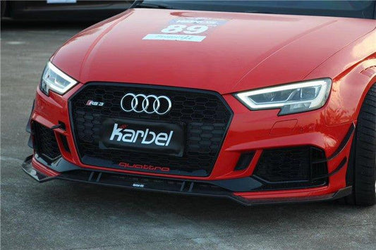 Audi RS3 8V 8V.5 2018 2019 2020 with Aftermarket Parts - Front Lip Pre-preg Carbon Fiber from Karbel Carbon