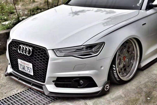 Audi S6 / A6 Avant / A6 S-Line (with s-line bumper, does not base model) C7.5 2016 2017 2018 with Aftermarket Parts - Front Lip Pre-preg Carbon Fiber from Karbel Carbon