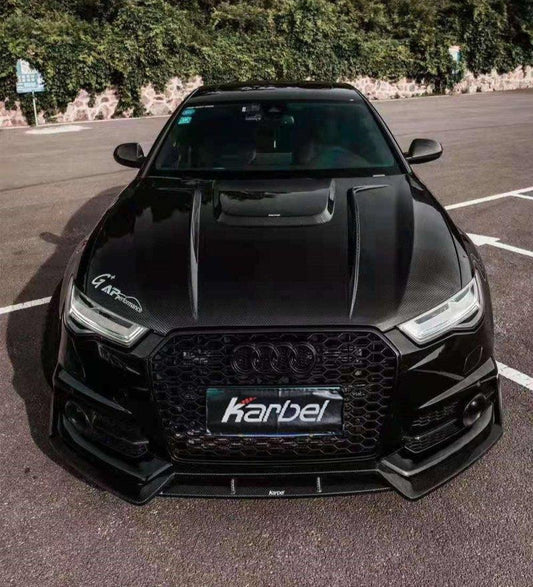 Audi S6 / A6 Avant / A6 S-Line (with s-line bumper, does not base model) C7.5 2016 2017 2018 with Aftermarket Parts - Front Lip Pre-preg Carbon Fiber from Karbel Carbon