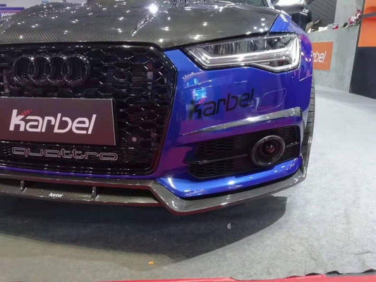Audi S6 / A6 Avant / A6 S-Line (with s-line bumper, does not base model) C7.5 2016 2017 2018 with Aftermarket Parts - Front Lip Pre-preg Carbon Fiber from Karbel Carbon