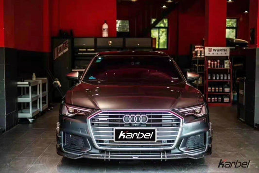 Audi S6 / A6 Avant / A6 (with S-line bumper, does not fit base model) C8 2019 2020 2021 2022 2023 2024 with Aftermarket Parts - Front Lip Pre-preg Carbon Fiber from Karbel Carbon