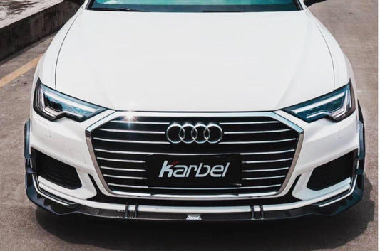 Audi S6 / A6 Avant / A6 (with S-line bumper, does not fit base model) C8 2019 2020 2021 2022 2023 2024 with Aftermarket Parts - Front Lip Pre-preg Carbon Fiber from Karbel Carbon