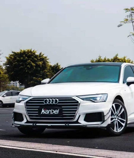 Audi S6 / A6 Avant / A6 (with S-line bumper, does not fit base model) C8 2019 2020 2021 2022 2023 2024 with Aftermarket Parts - Front Lip Pre-preg Carbon Fiber from Karbel Carbon