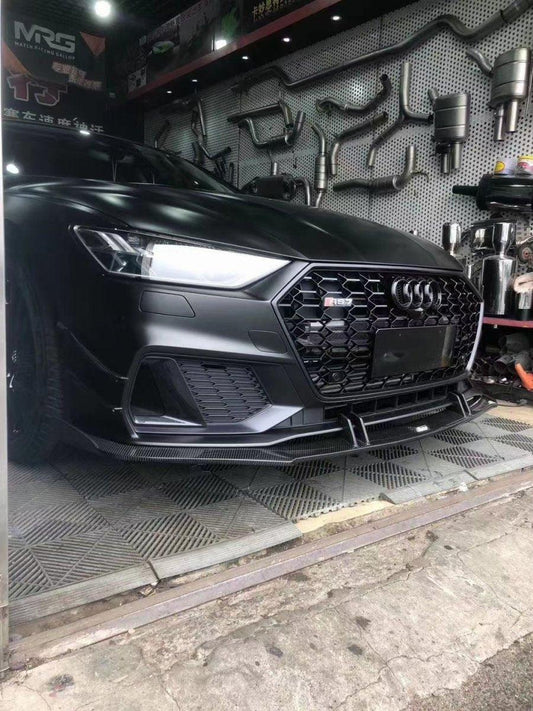 Audi S7 A7 (with s-line bumper) C8 2019-ON with Aftermarket Parts - Front Lip Pre-preg Carbon Fiber from Karbel Carbon