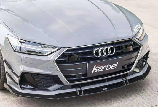 Audi S7 A7 (with s-line bumper) C8 2019-ON with Aftermarket Parts - Front Lip Pre-preg Carbon Fiber from Karbel Carbon