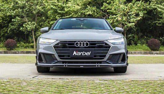 Audi S7 A7 (with s-line bumper) C8 2019-ON with Aftermarket Parts - Front Lip Pre-preg Carbon Fiber from Karbel Carbon