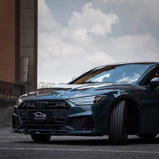 Audi S7 A7 (with s-line bumper) C8 2019-ON with Aftermarket Parts - Front Lip Pre-preg Carbon Fiber from Karbel Carbon