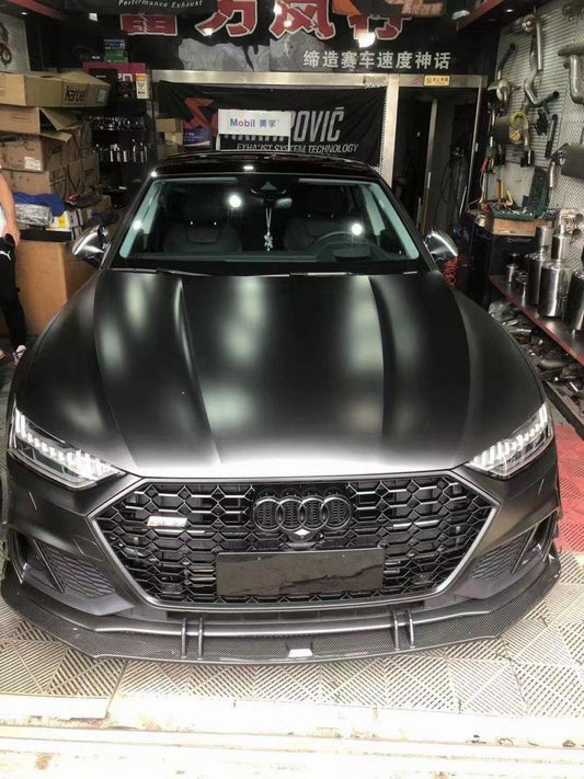 Audi S7 A7 (with s-line bumper) C8 2019-ON with Aftermarket Parts - Front Lip Pre-preg Carbon Fiber from Karbel Carbon