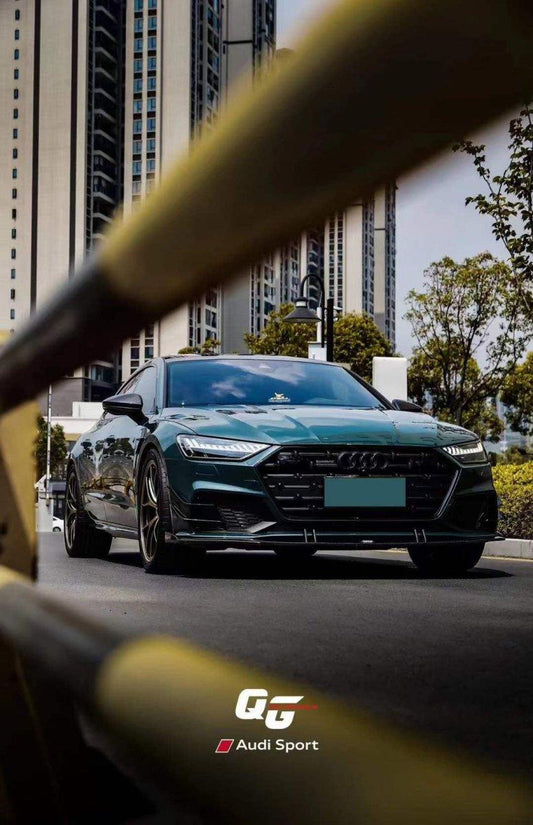 Audi S7 A7 (with s-line bumper) C8 2019-ON with Aftermarket Parts - Front Lip Pre-preg Carbon Fiber from Karbel Carbon
