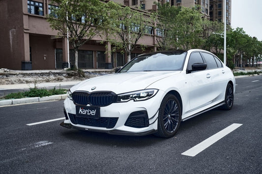 BMW 3 Series 330i (with M-package bumper, does not fit base model) M340i G20 G21 Pre-LCI 2019-2022 with Aftermarket Parts - Front Lip Pre-preg Carbon Fiber from Karbel Carbon