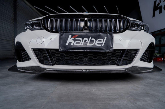 BMW 3 Series 330i (with M-package bumper, does not fit base model) M340i G20 G21 Pre-LCI 2019-2022 with Aftermarket Parts - Front Lip Pre-preg Carbon Fiber from Karbel Carbon