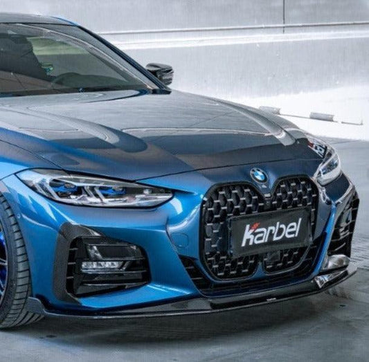 BMW 4 series 430i (with M-package bumper, does not fit base model) M440i G22 G23 2020-ON with Aftermarket Parts - Front Lip Pre-preg Carbon Fiber from Karbel Carbon