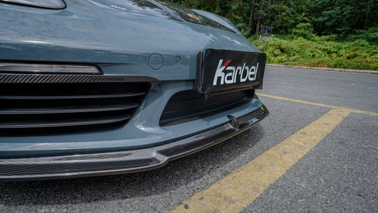 Porsche 718 Cayman / Boxster / GTS 2017 2018 2019 2020 2021 2022 2023 2024 with Aftermarket Parts - Front Lip Pre-preg Carbon Fiber from Karbel Carbon