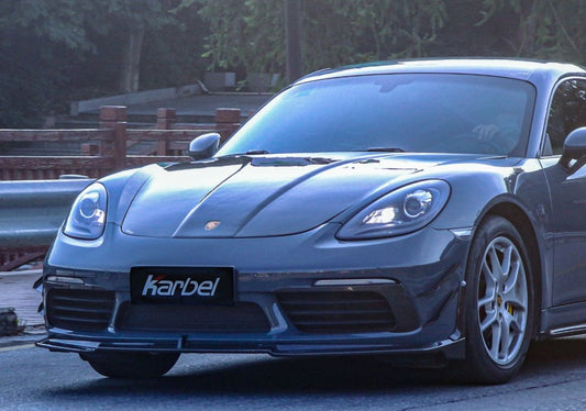 Porsche 718 Cayman / Boxster / GTS 2017 2018 2019 2020 2021 2022 2023 2024 with Aftermarket Parts - Front Lip Pre-preg Carbon Fiber from Karbel Carbon
