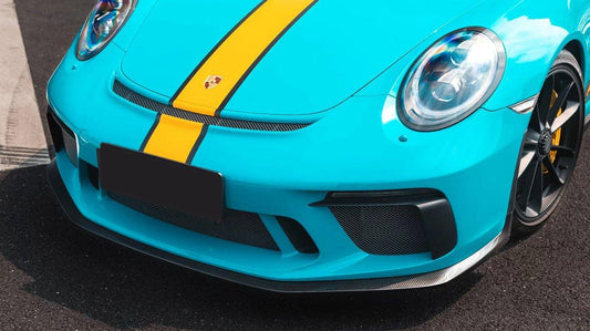 Porsche 911 991.2 GT3 2018 2019 with Aftermarket Parts - Front Splitter & Side Lip Extension Pre-preg Carbon Fiber from Karbel Carbon