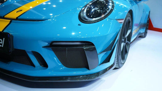Porsche 911 991.2 GT3 2018 2019 with Aftermarket Parts - Front Splitter & Side Lip Extension Pre-preg Carbon Fiber from Karbel Carbon