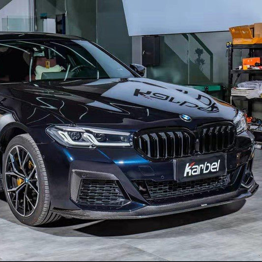 BMW 5 Series M550 540 530 (with M-package bumper, does not fit base model) G30 LCI 2021 2022 2023 2024 with Aftermarket Parts - Front Lip Pre-preg Carbon Fiber from Karbel Carbon